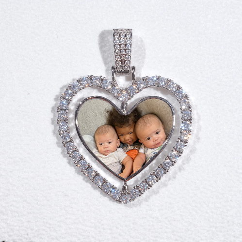 3D Spinning 2-Faced Heart Custom Picture Pendant