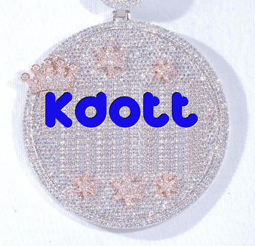 CUSTOM LETTER NECKLACE 3D BIG CROWN DISC
