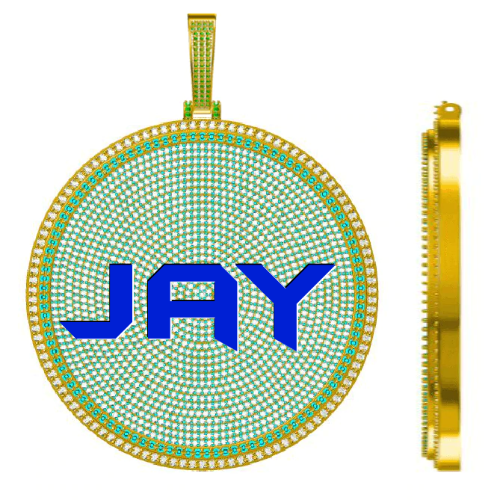 CUSTOM LETTER NECKLACE 3D BIG DISC