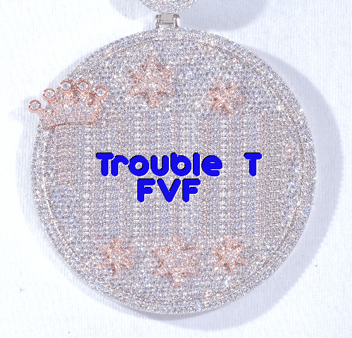 CUSTOM LETTER NECKLACE 3D BIG CROWN DISC