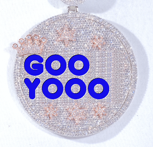 CUSTOM LETTER NECKLACE 3D BIG CROWN DISC