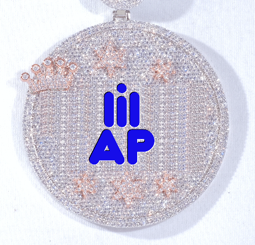 CUSTOM LETTER NECKLACE 3D BIG CROWN DISC