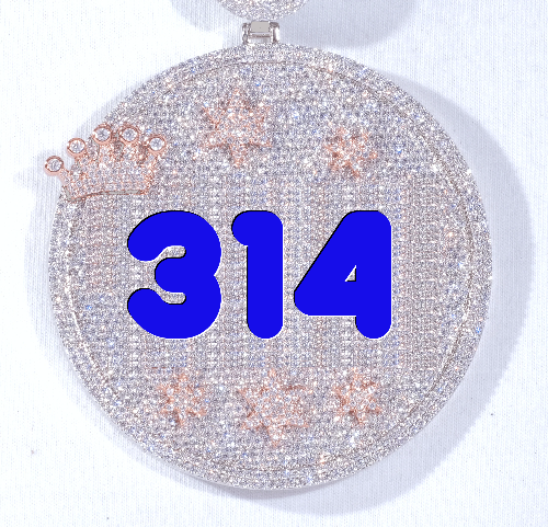 CUSTOM LETTER NECKLACE 3D BIG CROWN DISC