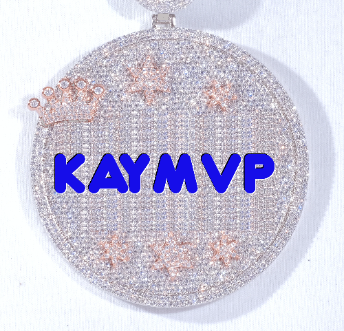 CUSTOM LETTER NECKLACE 3D BIG CROWN DISC