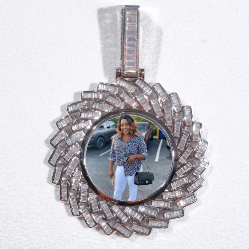 Large 3D Baguette Custom Picture Pendant