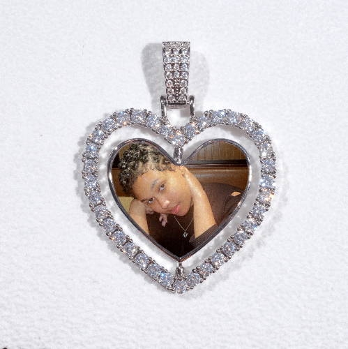 3D Spinning 2-Faced Heart Custom Picture Pendant