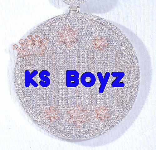 CUSTOM LETTER NECKLACE 3D BIG CROWN DISC