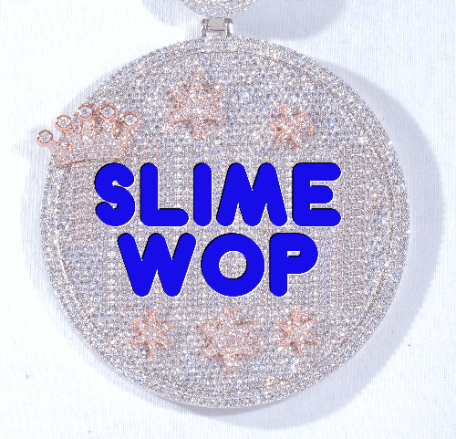 CUSTOM LETTER NECKLACE 3D BIG CROWN DISC