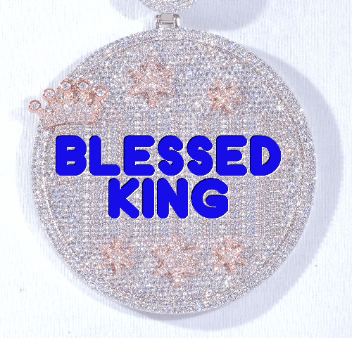 CUSTOM LETTER NECKLACE 3D BIG CROWN DISC