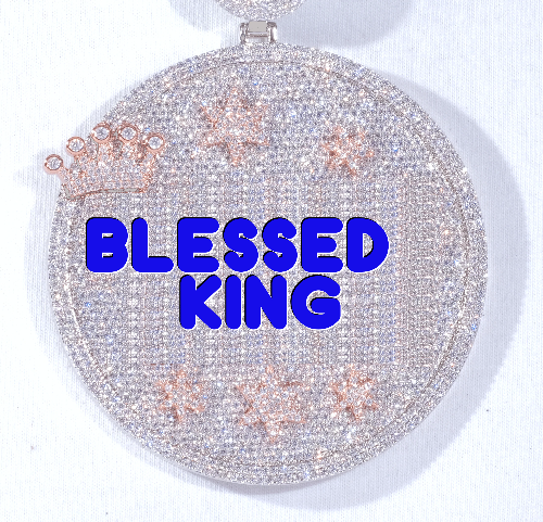 CUSTOM LETTER NECKLACE 3D BIG CROWN DISC