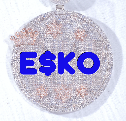 CUSTOM LETTER NECKLACE 3D BIG CROWN DISC