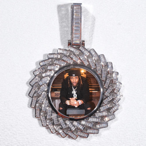 Large 3D Baguette Custom Picture Pendant