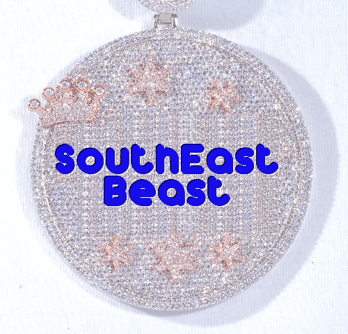 CUSTOM LETTER NECKLACE 3D BIG CROWN DISC