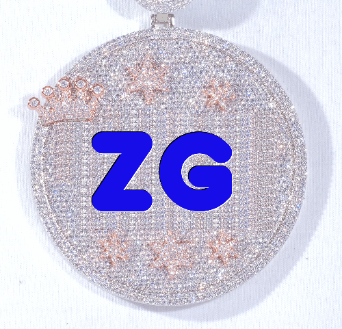 CUSTOM LETTER NECKLACE 3D BIG CROWN DISC