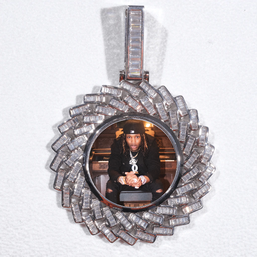 Large 3D Baguette Custom Picture Pendant