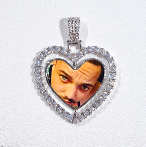 3D Spinning 2-Faced Heart Custom Picture Pendant