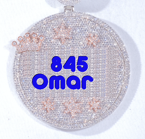 CUSTOM LETTER NECKLACE 3D BIG CROWN DISC