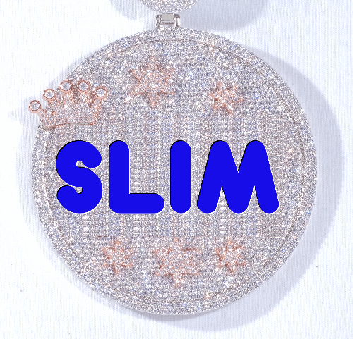 CUSTOM LETTER NECKLACE 3D BIG CROWN DISC
