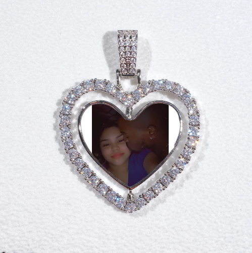 3D Spinning 2-Faced Heart Custom Picture Pendant