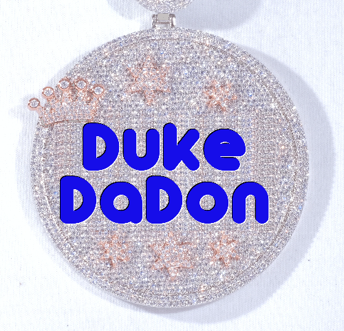 CUSTOM LETTER NECKLACE 3D BIG CROWN DISC