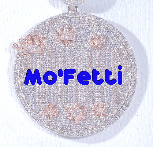 CUSTOM LETTER NECKLACE 3D BIG CROWN DISC
