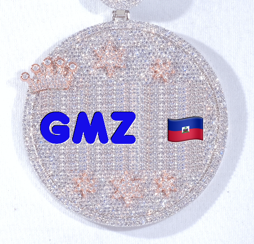 CUSTOM LETTER NECKLACE 3D BIG CROWN DISC