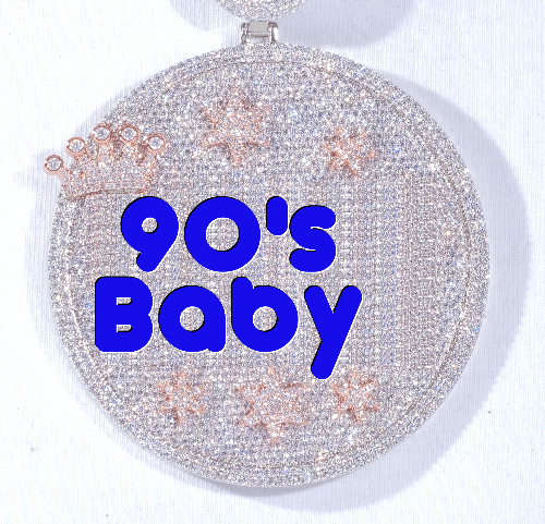 CUSTOM LETTER NECKLACE 3D BIG CROWN DISC