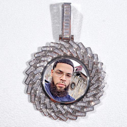 Large 3D Baguette Custom Picture Pendant