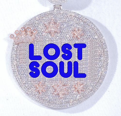 CUSTOM LETTER NECKLACE 3D BIG CROWN DISC
