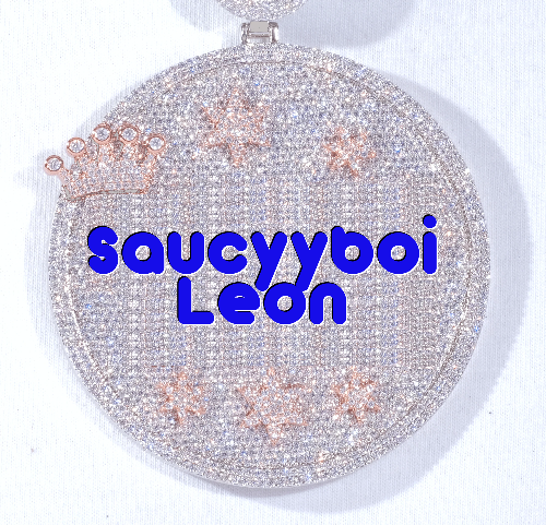 CUSTOM LETTER NECKLACE 3D BIG CROWN DISC