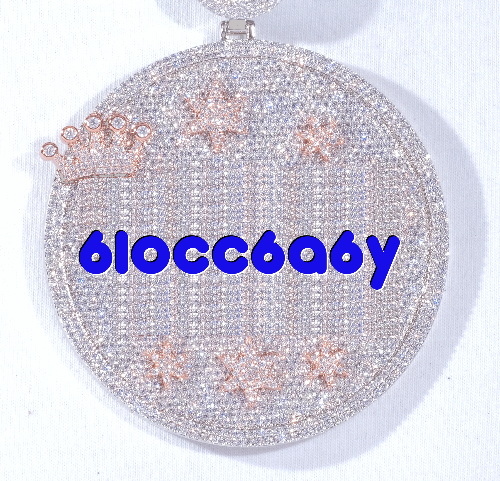 CUSTOM LETTER NECKLACE 3D BIG CROWN DISC