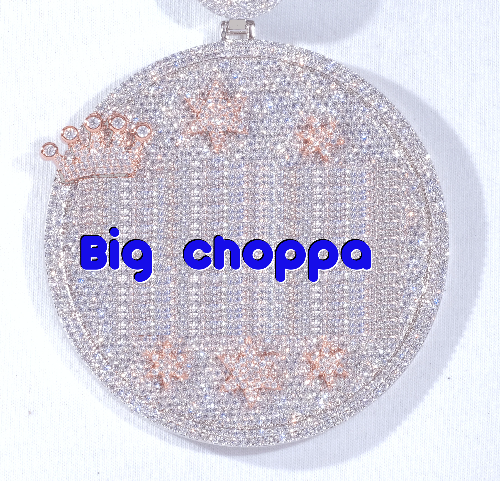 CUSTOM LETTER NECKLACE 3D BIG CROWN DISC