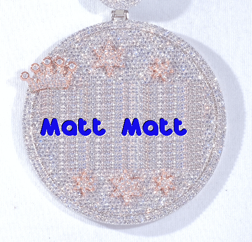 CUSTOM LETTER NECKLACE 3D BIG CROWN DISC