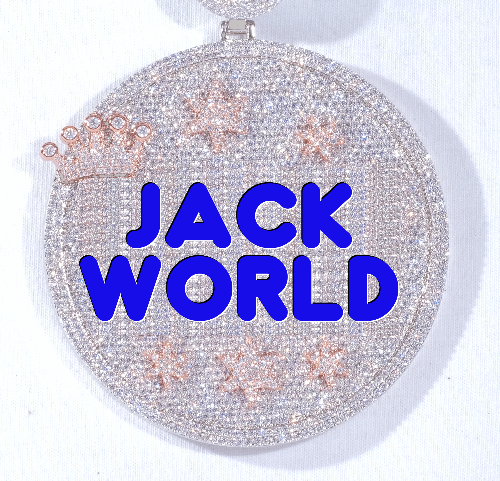 CUSTOM LETTER NECKLACE 3D BIG CROWN DISC