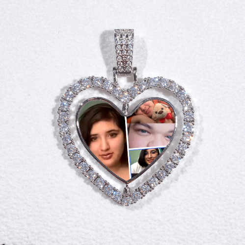 3D Spinning 2-Faced Heart Custom Picture Pendant
