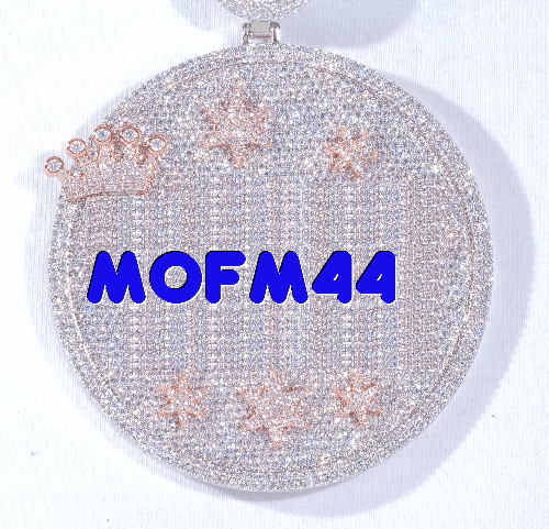 CUSTOM LETTER NECKLACE 3D BIG CROWN DISC