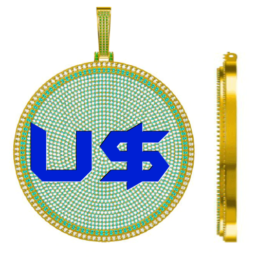 CUSTOM LETTER NECKLACE 3D BIG DISC