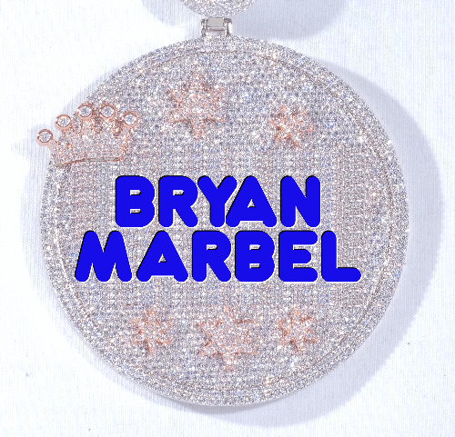 CUSTOM LETTER NECKLACE 3D BIG CROWN DISC