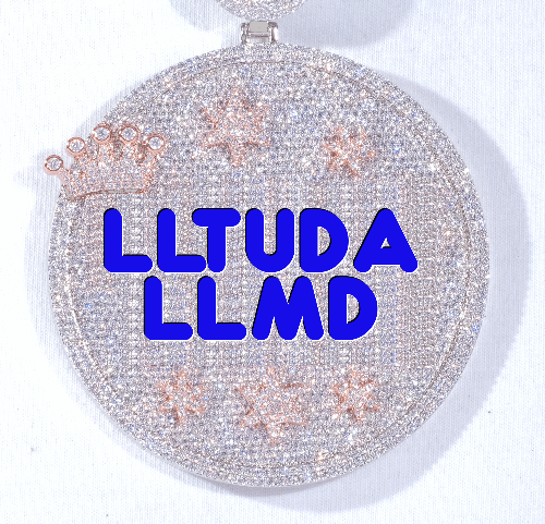 CUSTOM LETTER NECKLACE 3D BIG CROWN DISC