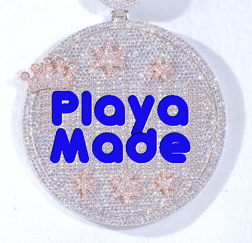 CUSTOM LETTER NECKLACE 3D BIG CROWN DISC