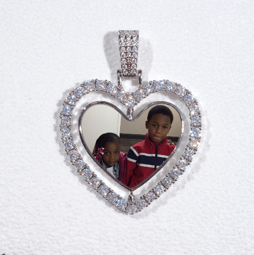 3D Spinning 2-Faced Heart Custom Picture Pendant