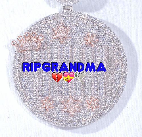 CUSTOM LETTER NECKLACE 3D BIG CROWN DISC