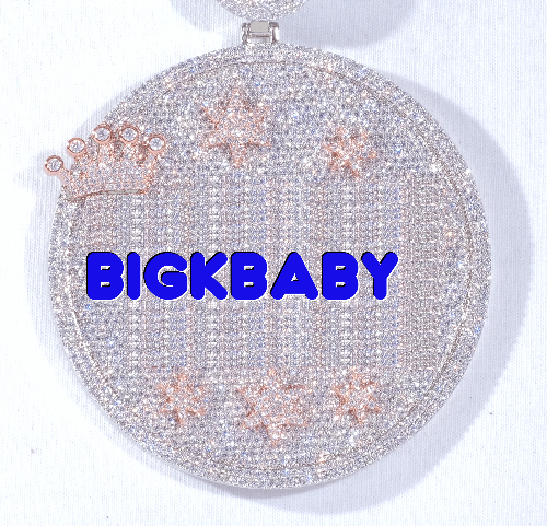 CUSTOM LETTER NECKLACE 3D BIG CROWN DISC