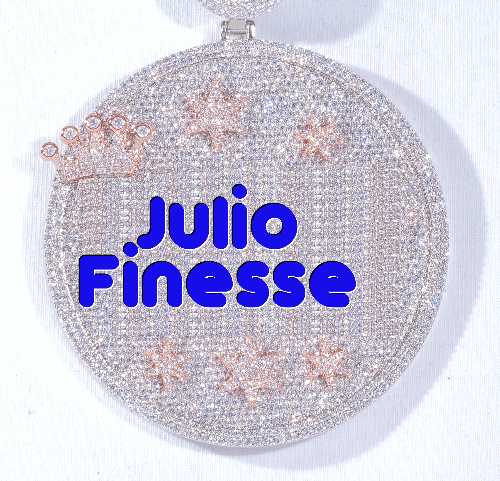 CUSTOM LETTER NECKLACE 3D BIG CROWN DISC