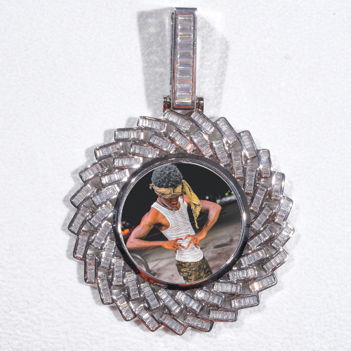 Large 3D Baguette Custom Picture Pendant