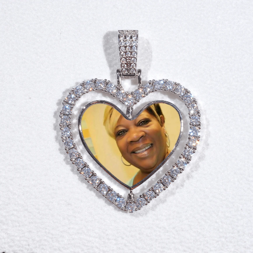 3D Spinning 2-Faced Heart Custom Picture Pendant