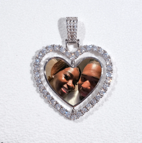 3D Spinning 2-Faced Heart Custom Picture Pendant