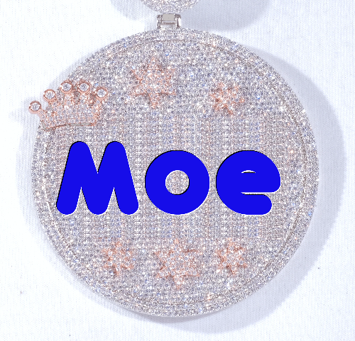 CUSTOM LETTER NECKLACE 3D BIG CROWN DISC