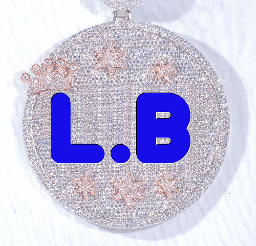CUSTOM LETTER NECKLACE 3D BIG CROWN DISC
