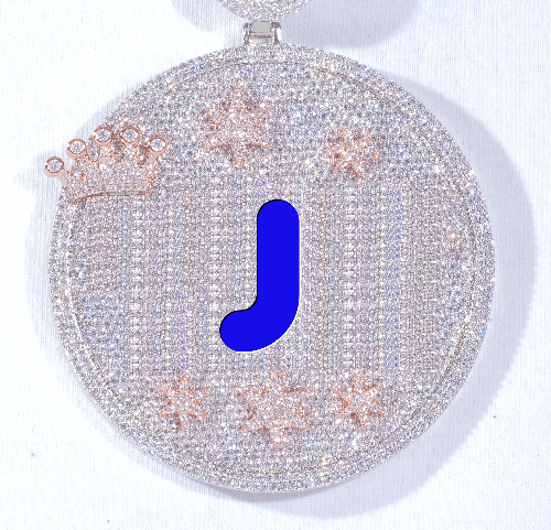 CUSTOM LETTER NECKLACE 3D BIG CROWN DISC